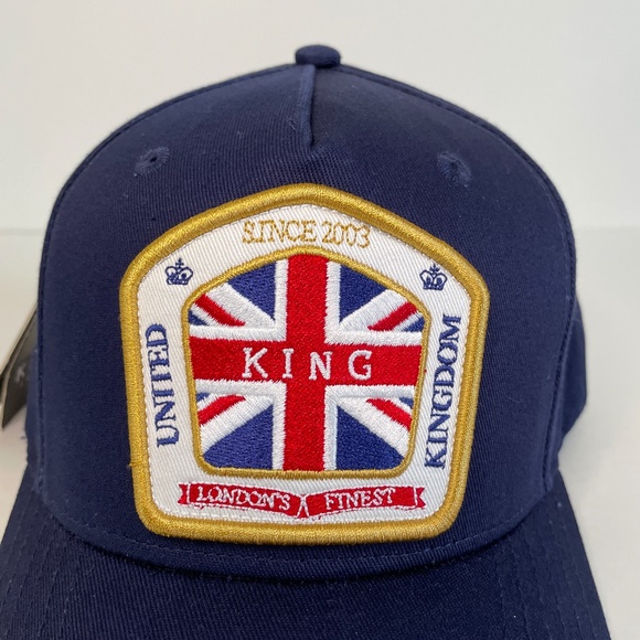 NEW King Hat Blue High Point Strapback Great Britain Union Jack Men - Picture 2 of 10